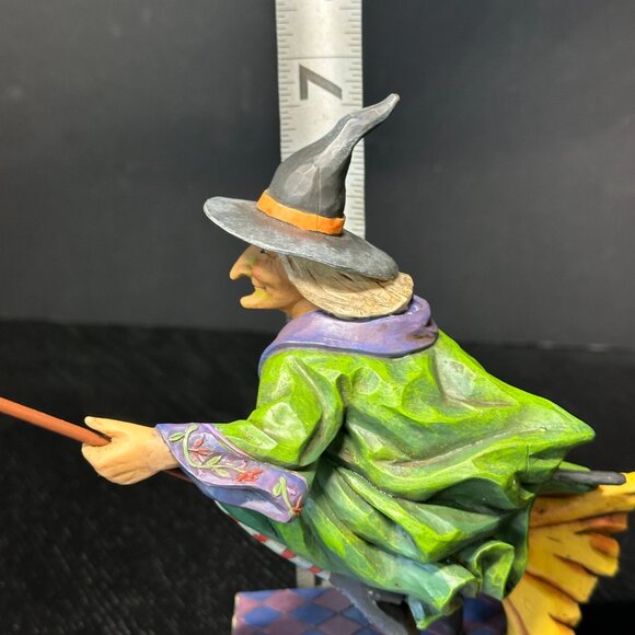 Jim Shore Heartwood Creek "Swept Away" Witch on Broom w/Black Cat - 2006 - Picture 10 of 10